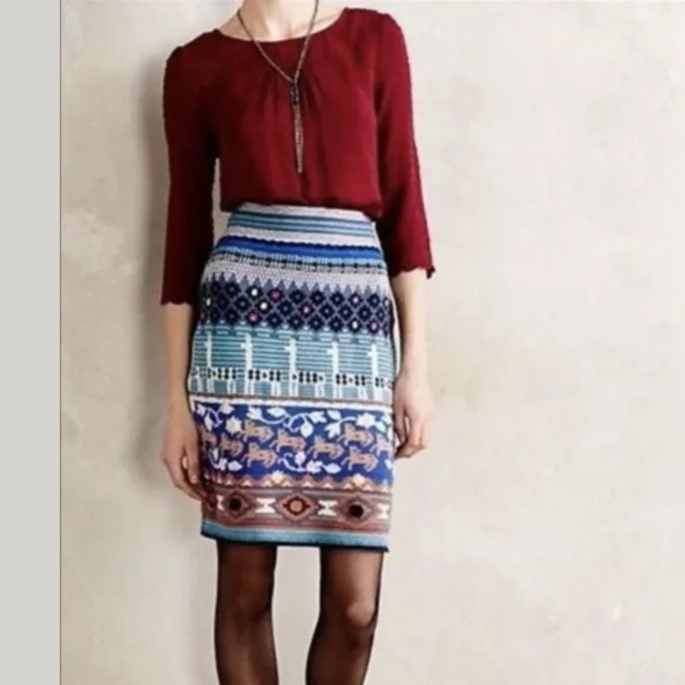 Anthropologie HWR Llama Sweater Wool Skirt